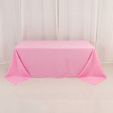 90x132inch Pink Seamless Premium Polyester Rectangular Tablecloth - 220GSM for 6 Foot Table