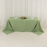 90x132inch Sage Green Seamless Premium Polyester Rectangular Tablecloth - 220GSM for 6 Foot Table