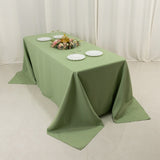 90x132inch Sage Green Seamless Premium Polyester Rectangular Tablecloth - 220GSM for 6 Foot Table