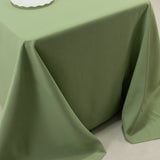 90x132inch Sage Green Seamless Premium Polyester Rectangular Tablecloth - 220GSM for 6 Foot Table