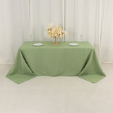 90x132inch Sage Green Seamless Premium Polyester Rectangular Tablecloth - 220GSM for 6 Foot Table