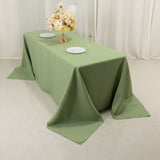 90x132inch Sage Green Seamless Premium Polyester Rectangular Tablecloth - 220GSM for 6 Foot Table