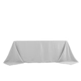 Silver Seamless Premium Polyester Rectangular Tablecloth 220GSM 90x132inch for 6 Foot Table 