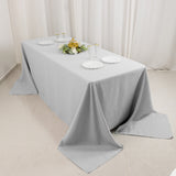 Silver Seamless Premium Polyester Rectangular Tablecloth 220GSM 90x132inch for 6 Foot Table 