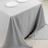 Silver Seamless Premium Polyester Rectangular Tablecloth 220GSM 90x132inch for 6 Foot Table 