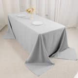 Silver Seamless Premium Polyester Rectangular Tablecloth 220GSM 90x132inch for 6 Foot Table 