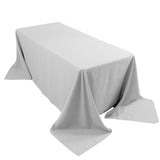 Silver Seamless Premium Polyester Rectangular Tablecloth 220GSM 90x132inch for 6 Foot Table 