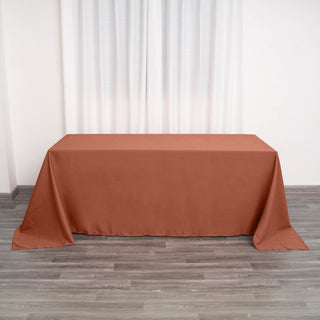Add Elegance to Your Event with the Terracotta (Rust) Polyester Rectangular Tablecloth