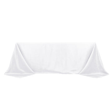 Premium Polyester 90"x132" Rectangle Tablecloth White - Seamless 220GSM Stain-Resistant Design for Luxurious Events