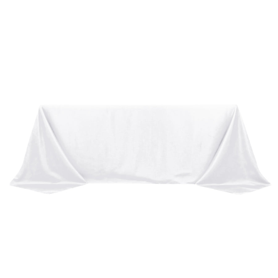 90x132inch White 200 GSM Seamless Premium Polyester Rectangular Tablecloth