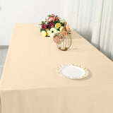 90"x156" Beige Polyester Rectangular Tablecloth