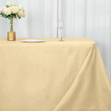 90"x156" Beige Polyester Rectangular Tablecloth