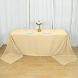 90"x156" Beige Polyester Rectangular Tablecloth