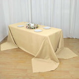90"x156" Beige Polyester Rectangular Tablecloth
