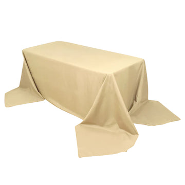 Polyester 90"x156" Rectangle Tablecloth Beige - Seamless Wrinkle-Resistant Table Cover