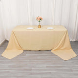 90x156inch Beige Seamless Premium Polyester Rectangular Tablecloth - 220GSM
