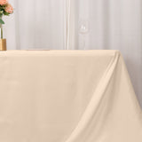 90x156inch Beige Seamless Premium Polyester Rectangular Tablecloth - 200GSM