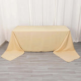 90x156inch Beige Seamless Premium Polyester Rectangular Tablecloth - 220GSM