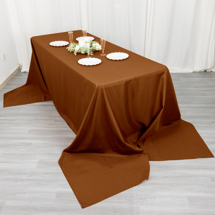 90x156inch Cinnamon Brown Seamless Polyester Rectangular Tablecloth