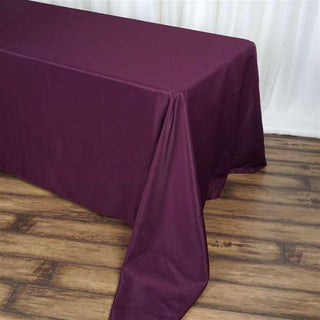 Elevate Your Event with the Eggplant 90"x156" Polyester Tablecloth