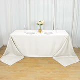 90 Inch x 156 Inch | Ivory Polyester Rectangular Tablecloth | TableclothsFactory