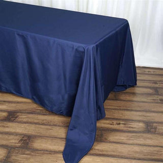 Navy Blue Polyester Rectangular Tablecloth - Add Elegance to Your Event Decor