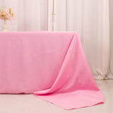 Pink Seamless Premium Polyester Rectangular Tablecloth 220GSM 90x156inch for 8 Foot Table