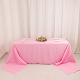 Pink Seamless Premium Polyester Rectangular Tablecloth 220GSM 90x156inch for 8 Foot Table