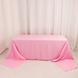 Pink Seamless Premium Polyester Rectangular Tablecloth 220GSM 90x156inch for 8 Foot Table