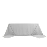 90x156inch Silver Seamless Premium Polyester Rectangular Tablecloth - 220GSM for 8 Foot Table