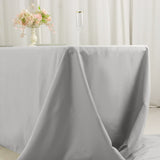 90x156inch Silver Seamless Premium Polyester Rectangular Tablecloth - 220GSM for 8 Foot Table