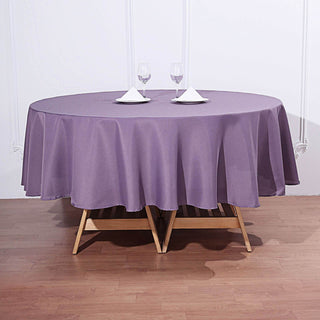 Add Elegance to Your Event with the 90" Violet Amethyst Seamless Polyester Round Tablecloth