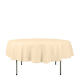 90Inch Beige Polyester Round Tablecloth