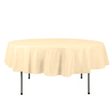 90\" Beige Polyester Round Tablecloth