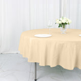 90Inch Beige Polyester Round Tablecloth