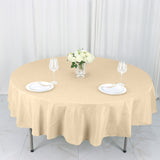 90Inch Beige Polyester Round Tablecloth