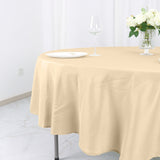 90Inch Beige Polyester Round Tablecloth