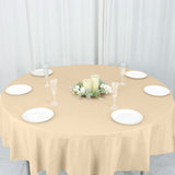 90Inch Beige Polyester Round Tablecloth