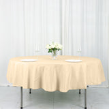 90Inch Beige Polyester Round Tablecloth