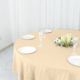 90Inch Beige Polyester Round Tablecloth