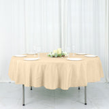 90Inch Beige Polyester Round Tablecloth