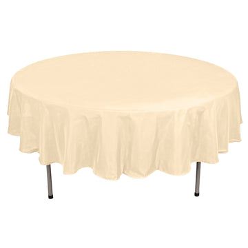 Polyester 90" Round Tablecloth Beige - Stain & Wrinkle-Resistant Table Cover