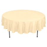 90\" Beige Polyester Round Tablecloth