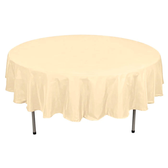 90\" Beige Polyester Round Tablecloth