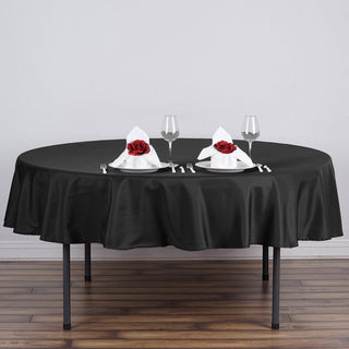 Elegant and Versatile: Black Seamless Polyester Round Tablecloth