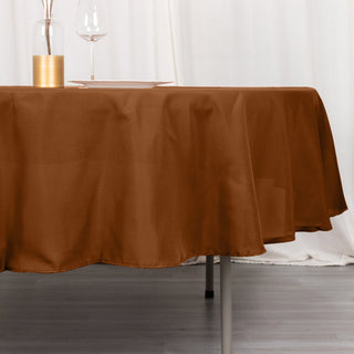 Elevate Your Event Decor with the Cinnamon Brown Round Tablecloth