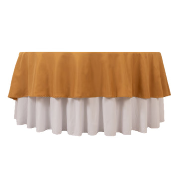 90" Gold Seamless Premium Polyester Round Tablecloth - 220GSM