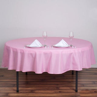 Add a Touch of Elegance to Your Event with the 90" Pink Seamless Polyester Round Tablecloth