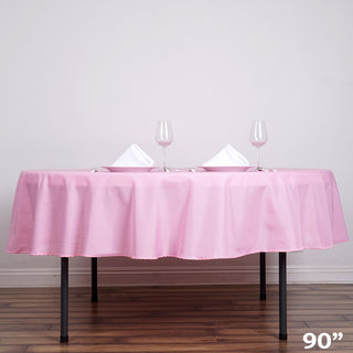 Enhance Your Event Decor with the Pink Round Polyester Tablecloth