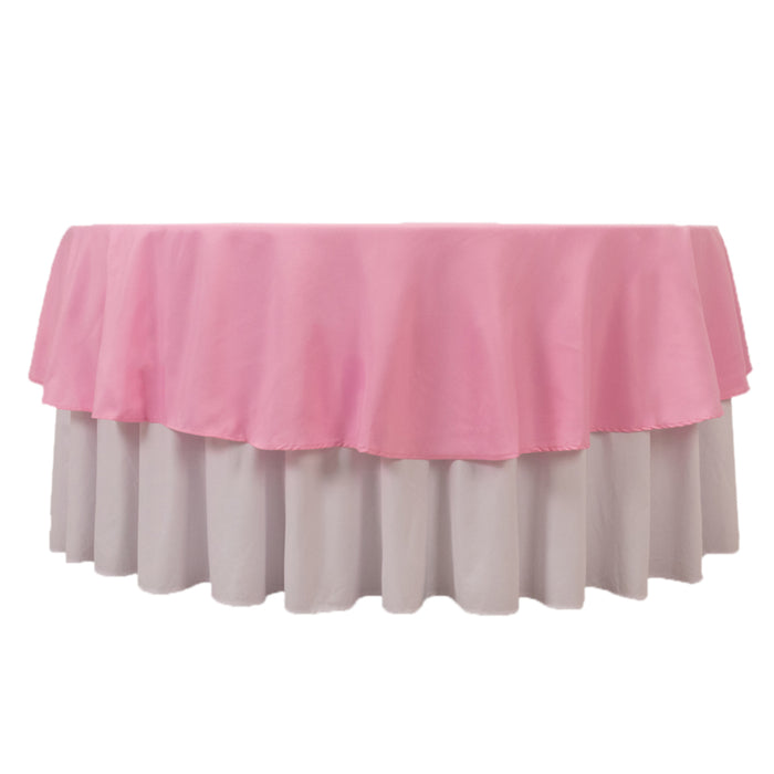 90inch Pink Seamless Premium Polyester Round Tablecloth - 220GSM